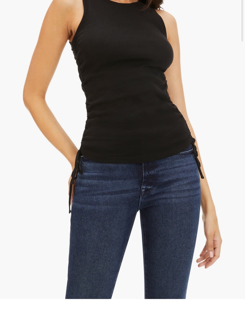 Good American Ruched Tank Top (Black)